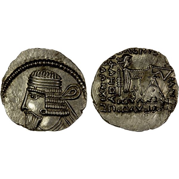 PARTHIAN KINGDOM: Vologases I, 51-78, AR drachm (3.67g), Ekbatana, choice EF
