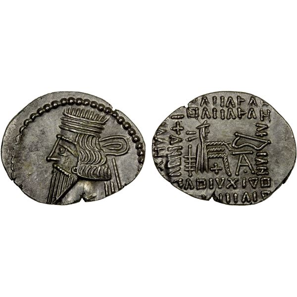 PARTHIAN KINGDOM: Vologases III, 105-147 AD, AR drachm (3.72g), AU