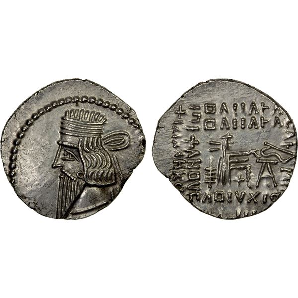 PARTHIAN KINGDOM: Vologases III, 105-147 AD, AR drachm (3.72g), choice AU