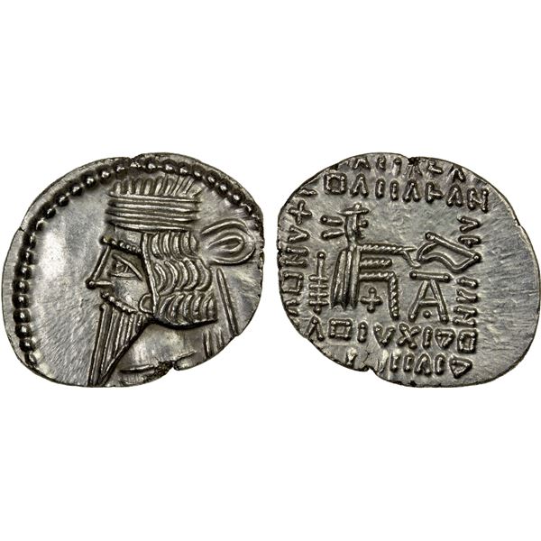 PARTHIAN KINGDOM: Vologases III, 105-147 AD, AR drachm (3.71g), choice AU