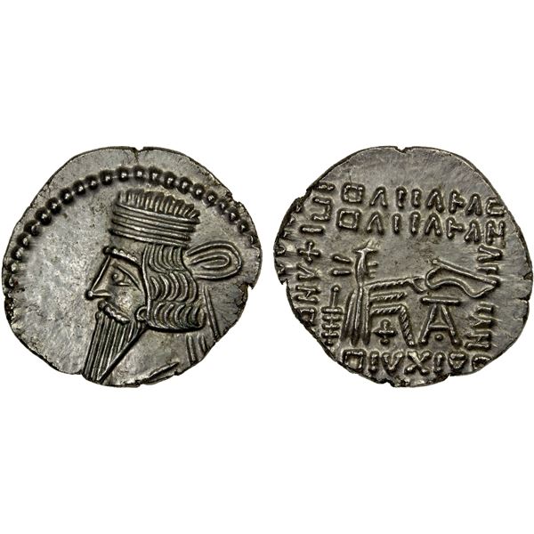PARTHIAN KINGDOM: Vologases III, 105-147 AD, AR drachm (3.72g), choice AU