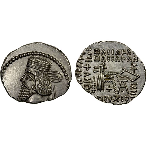 PARTHIAN KINGDOM: Vologases III, 105-147 AD, AR drachm (3.81g), AU