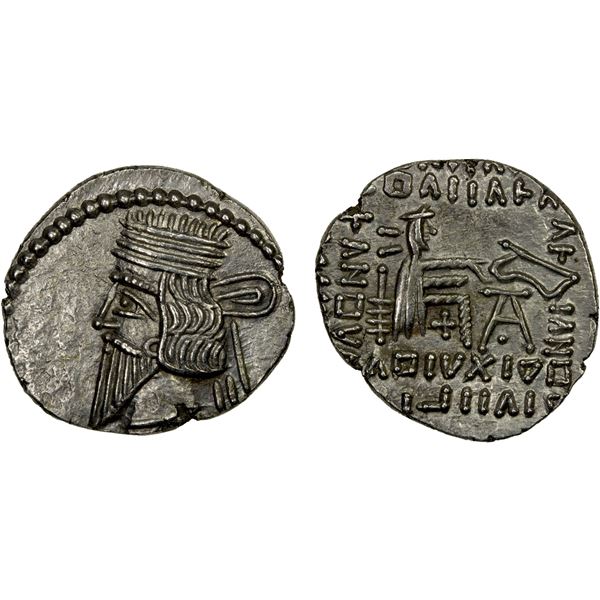 PARTHIAN KINGDOM: Vologases III, 105-147 AD, AR drachm (3.73g), AU