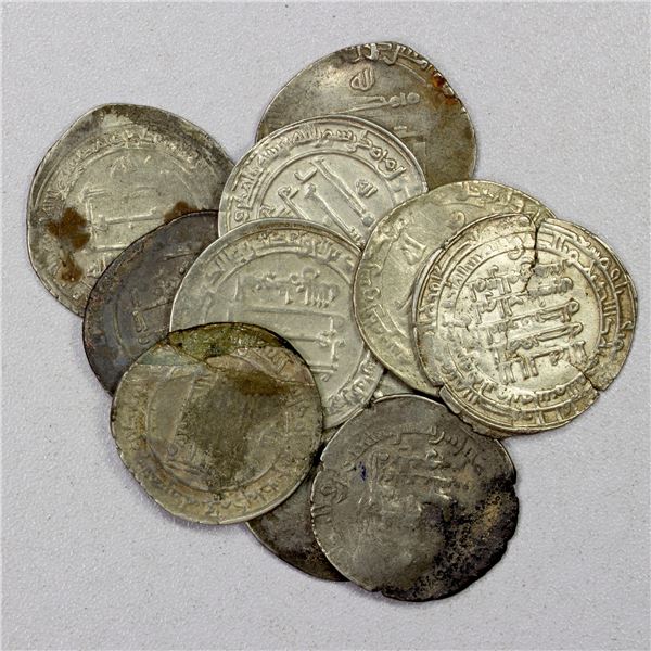 ABBASID: LOT of 10 silver dirhams