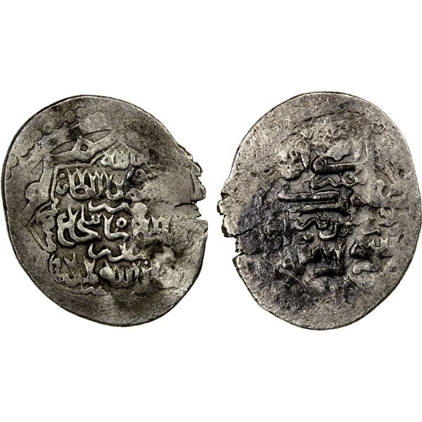 MUZAFFARID: Shah Shuja', 1358-1386, AR dinar (2.07g), Bandez, AH763, crude VF