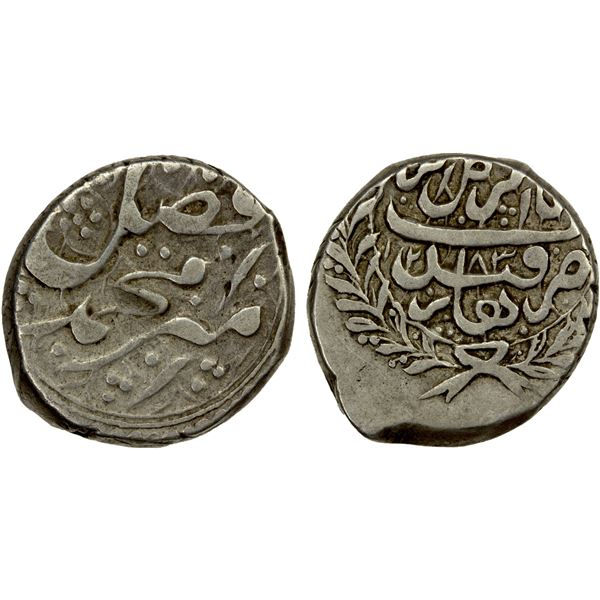 BARAKZAI: Muhammad Afzal, 1866-1867, AR qandahari rupee (5.56g), Qandahar, AH1283, VF