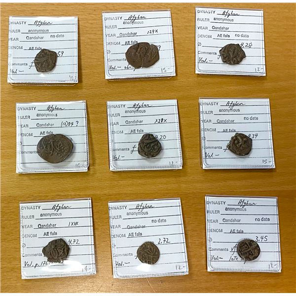 CIVIC COPPER: LOT of 9 coins, Qandahar, ca. 19th century