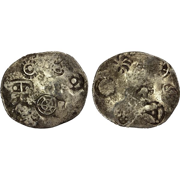 MAGADHA: Punchmarked, AR karshapana (3.15g), ca. 500-430 BC, VF