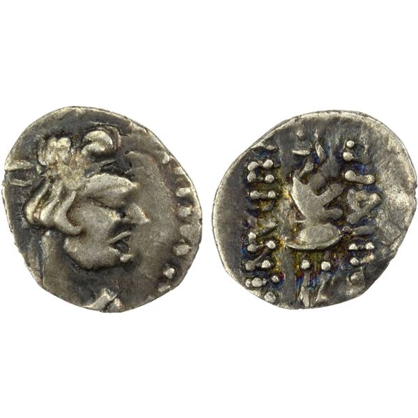 KUSHAN: Heraios, "the tyrant", ca. 1-30 AD, AR obol (0.50g), VF