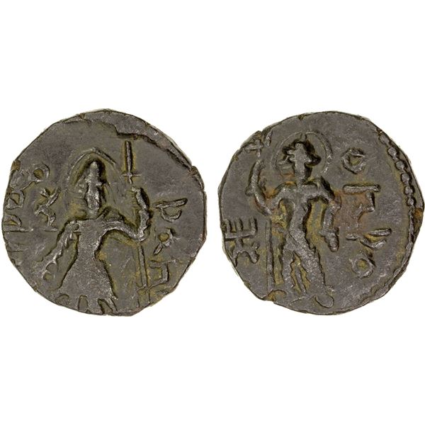 KUSHAN: Kanishka I, ca. 127-147, AE ¼ unit (4.64g), EF