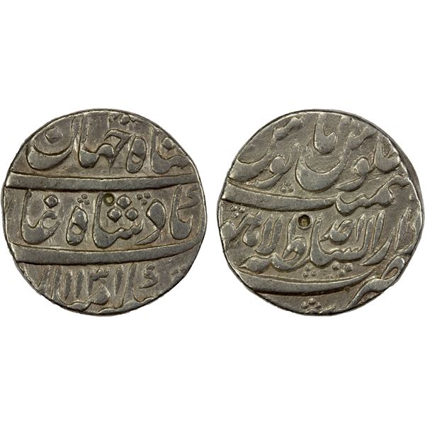 MUGHAL: Shah Jahan II, 1719, AR rupee (11.16g), Lahore, AH1131 year one (ahad), VF