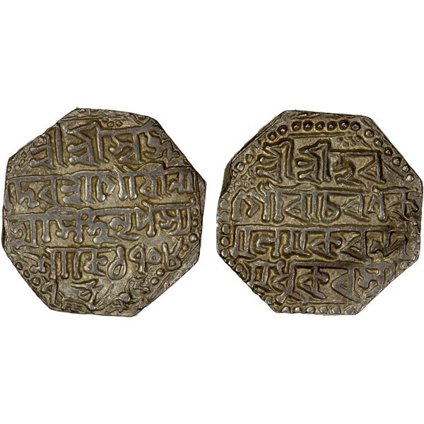 ASSAM: Gaurinatha Simha, 1780-1796, octagonal AR rupee (11.49g), SE1708 year 7, lovely EF
