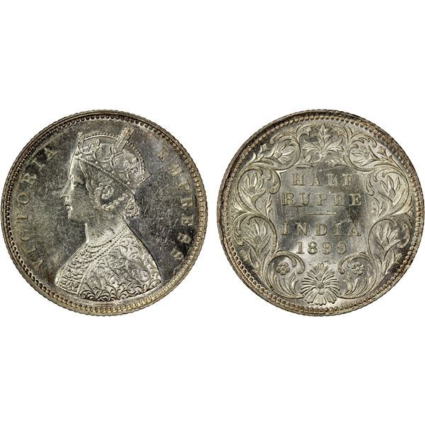 BRITISH INDIA: Victoria, Empress, 1876-1901, AR ½ rupee, 1899-B, Unc