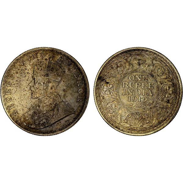 BRITISH INDIA: George V, 1910-1936, AR rupee, 1919(b), EF