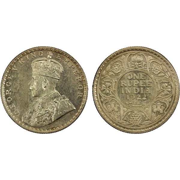 BRITISH INDIA: George V, 1910-1936, AR rupee, 1922(b), Unc