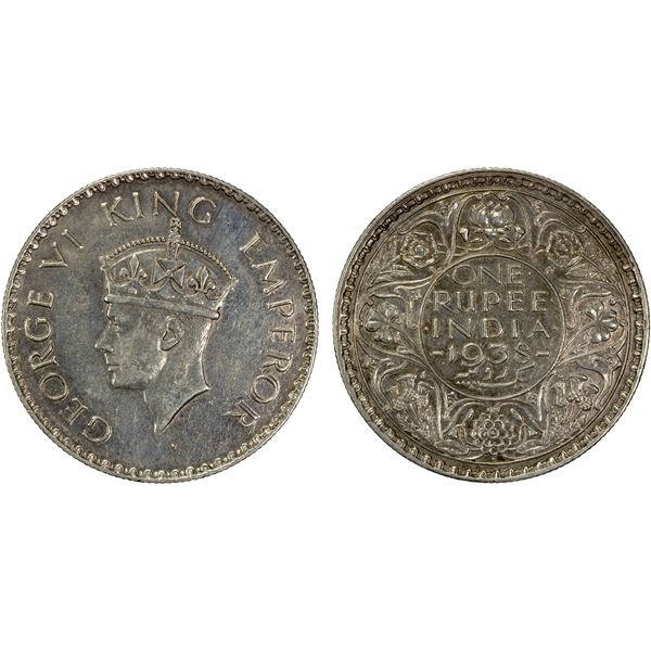 BRITISH INDIA: George VI, 1936-1947, AR rupee, 1938(b), EF