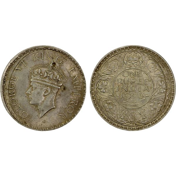 BRITISH INDIA: George VI, 1936-1947, AR rupee, 1940(b), EF
