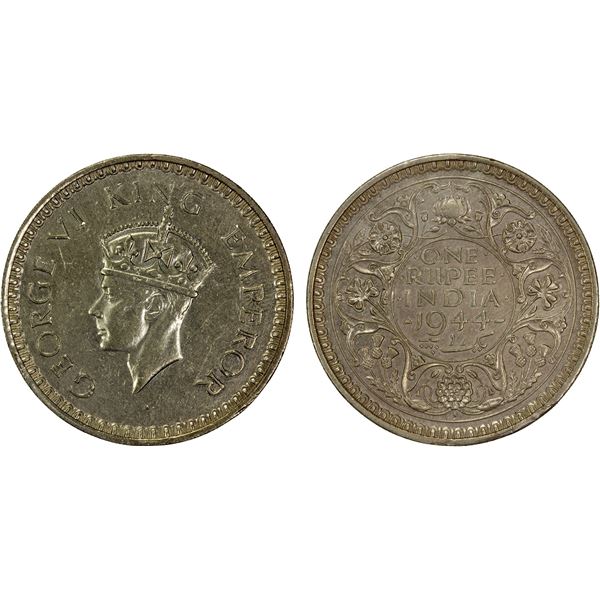 BRITISH INDIA: George VI, 1936-1947, AR rupee, 1944(b), EF