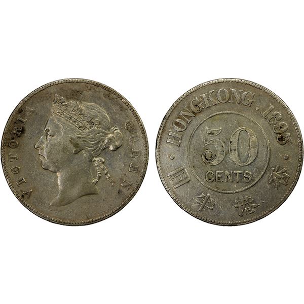 HONG KONG: Victoria, 1841-1901, AR 50 cents, 1893, VF