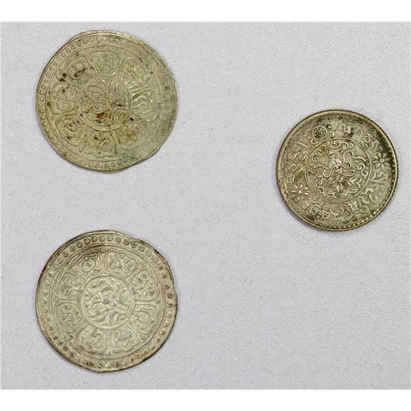 TIBET: LOT of 3 silver coins