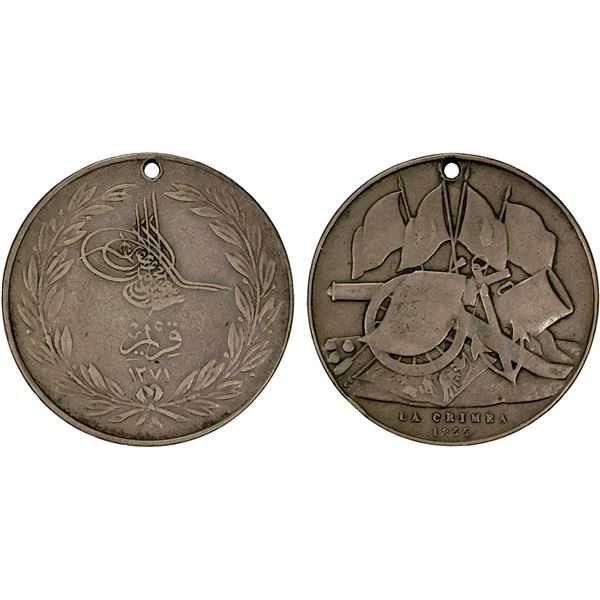 TURKEY: Abdul Mejid, 1839-1861, AR medal, AH1271/1855, F-VF