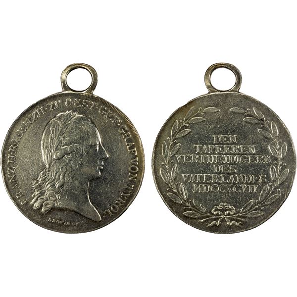 AUSTRIA: Franz II, 1792-1835, AR medal (17.63g), 1797, EF