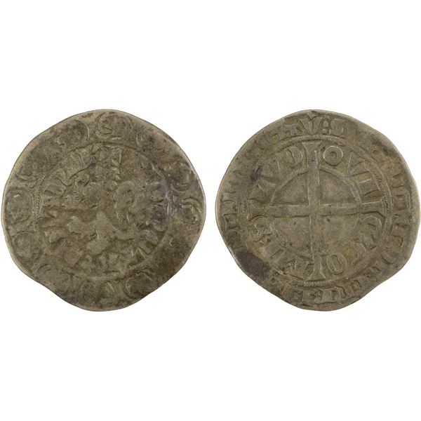 BELGIUM: FLANDERS: Lodewijk van Nevers, 1322-1346, AR leeuwengroot (3.03g), ND, VG to Fine