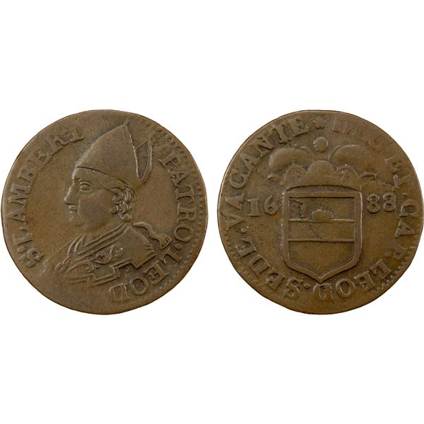 BELGIUM: LIÈGE: Bishopric, AE liard, 1688, F-VF