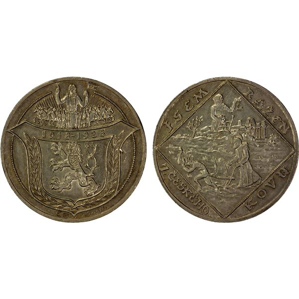 CZECHOSLOVAKIA: Republic, AR 5 dukaten, 1928, EF-AU