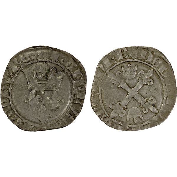 FRANCE: Charles VI, 1380-1422, AR gros d'florette (3.85g), ND, Choice VF