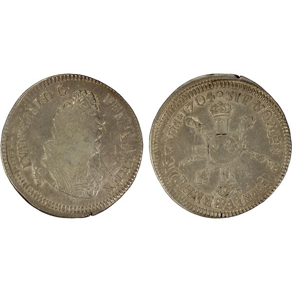 FRANCE: Louis XIV, 1643-1715, AR ½ ecu, 1704-A, VF