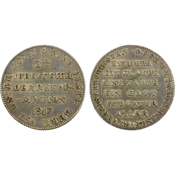 FRANKFURT AM MAIN: Free City, AR ducat (4.69g), 1817, AU