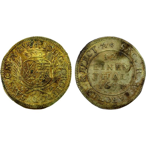 SAXONY: Johann Georg III, 1656-1680, AR 1/12 thaler, Dresden, 1691, EF
