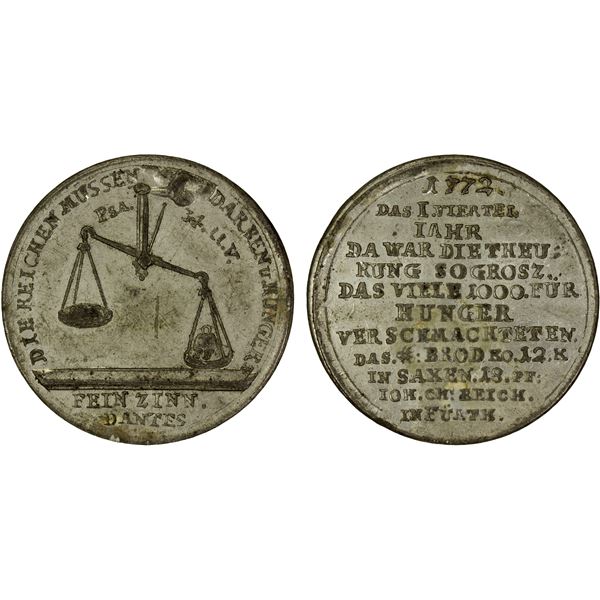 SAXONY: medal (9.22g), 1772, Choice EF