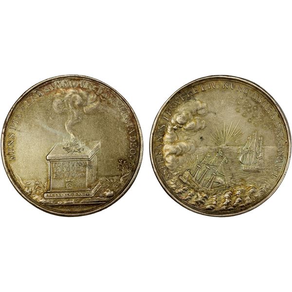 SCHLESWIG-HOLSTEIN-GOTTORP: Christian Albert, 1659-1695, AR medal (34.84g), 1689, EF