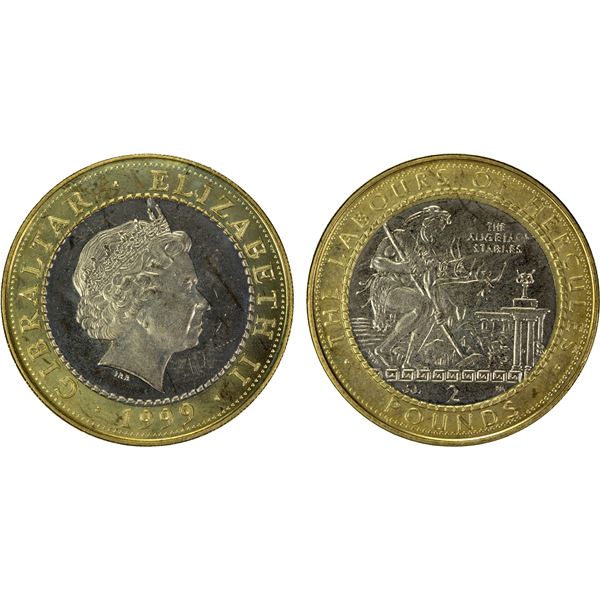 GIBRALTAR: Elizabeth II, 1952-2022, 2 pounds, 1999-PM, Unc