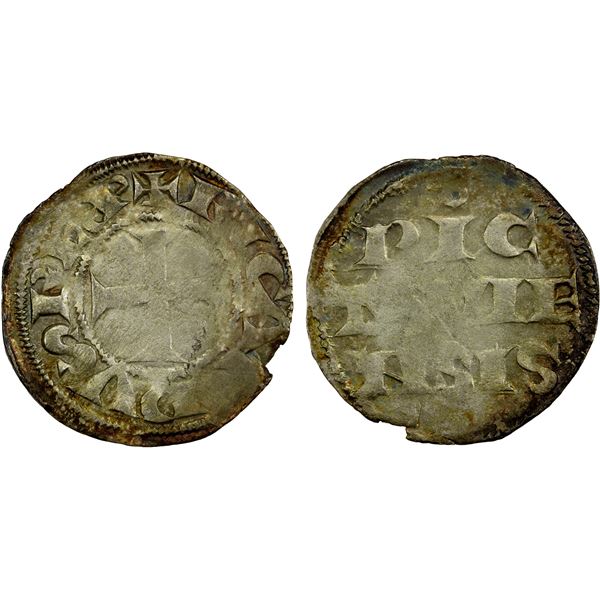 ANGLO-GALLIC: Richard I (the Lionheart), 1189-1199, AR denier (1.08g), ND, VF