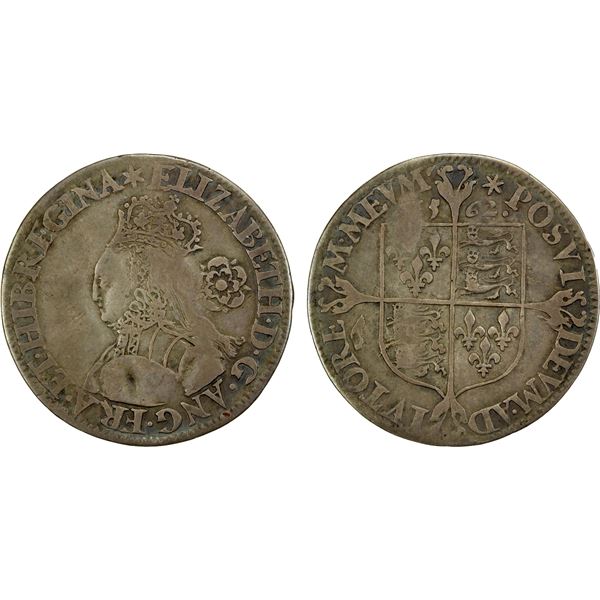 ENGLAND: Elizabeth I, 1558-1603, AR sixpence (2.83g), 1562, F-VF