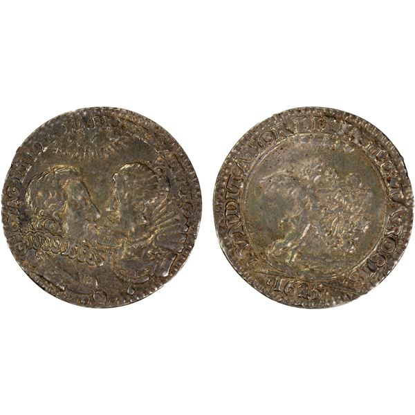 ENGLAND: Charles I, 1625-1649, AR medalet (2.41g), 1625, VF