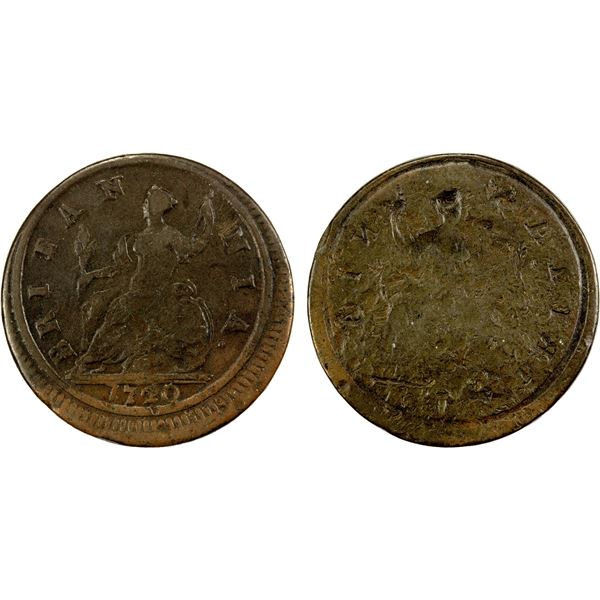 GREAT BRITAIN: George I, 1714-1727, AE halfpenny, 1720, F-VF