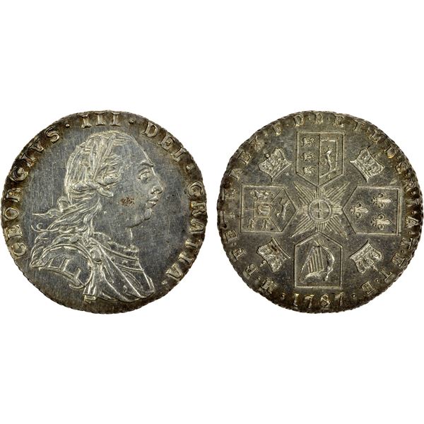GREAT BRITAIN: George III, 1760-1820, AR sixpence, 1787, Unc