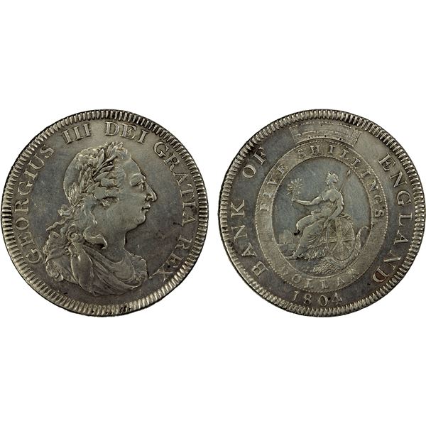 GREAT BRITAIN: George III, 1760-1820, AR dollar token, 1804, Choice VF