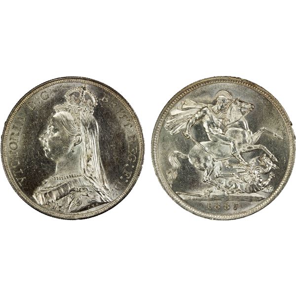 GREAT BRITAIN: Victoria, 1837-1901, AR crown, 1887, Choice AU