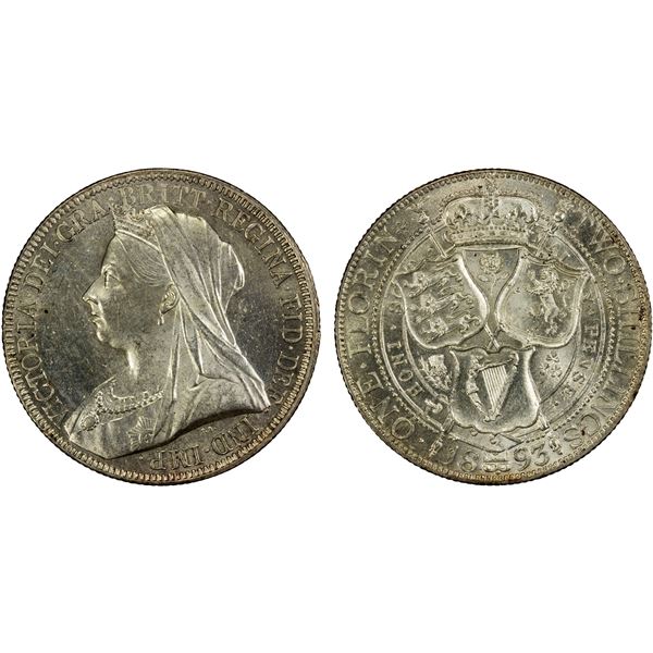 GREAT BRITAIN: Victoria, 1837-1901, AR florin, 1893, Unc