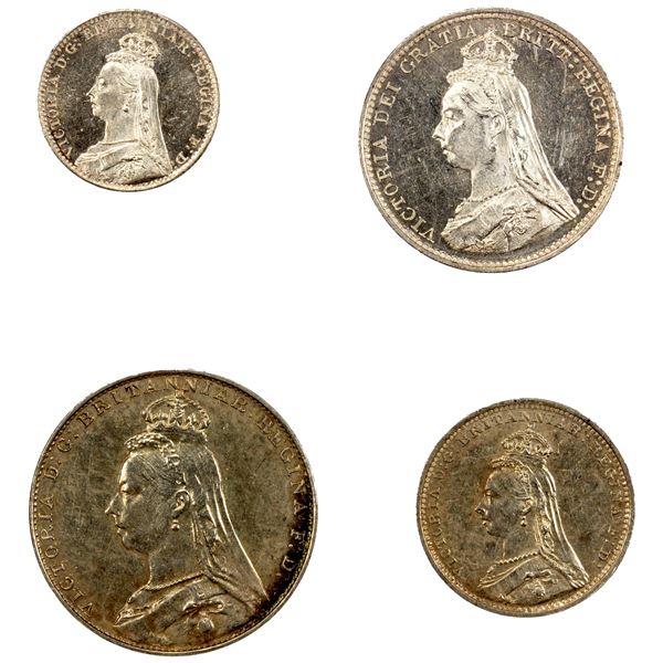 GREAT BRITAIN: Victoria, 1837-1901, AR maundy set, 1888, Unc