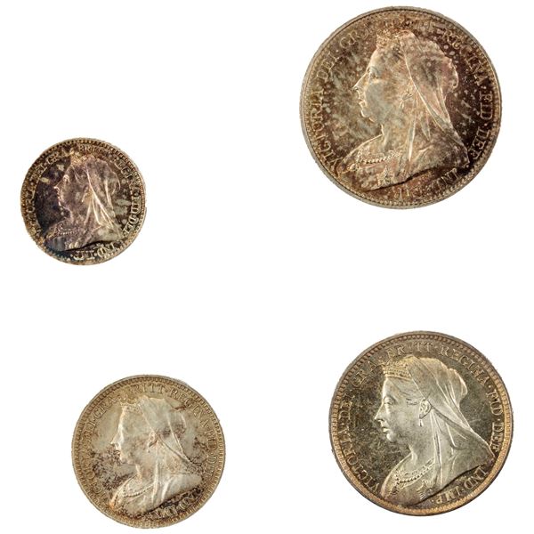 GREAT BRITAIN: Victoria, 1837-1901, AR maundy set, 1894, Choice Unc
