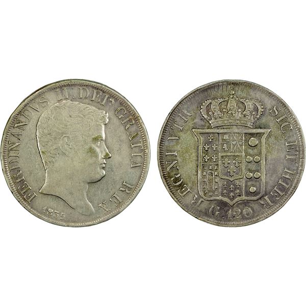 NAPLES: Ferdinando II, 1830-1859, AR 120 grana, 1835, EF