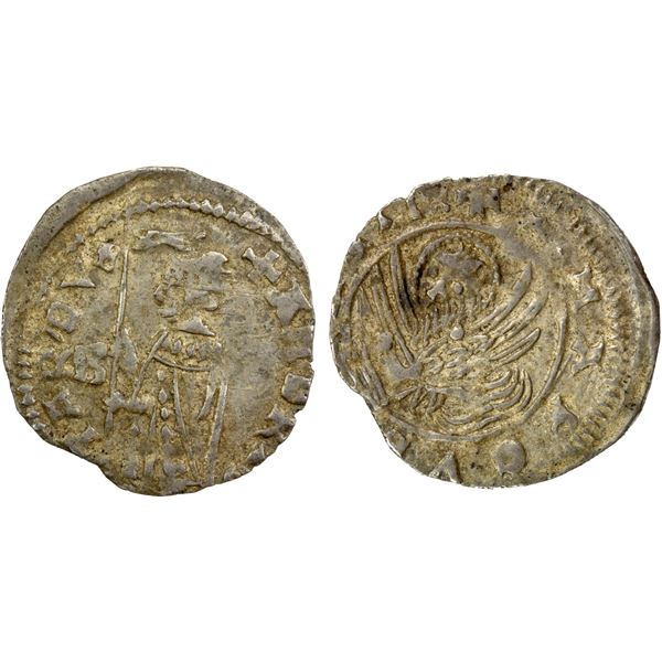 VENICE: Andrea Contarini, 1367-1382, AR soldino (0.52g), ND, EF