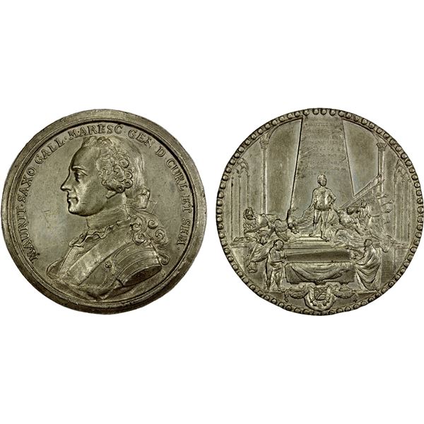 LATVIA: Maurice, Duke of Courland, 1696-1750, medal (42.36g), ND, EF