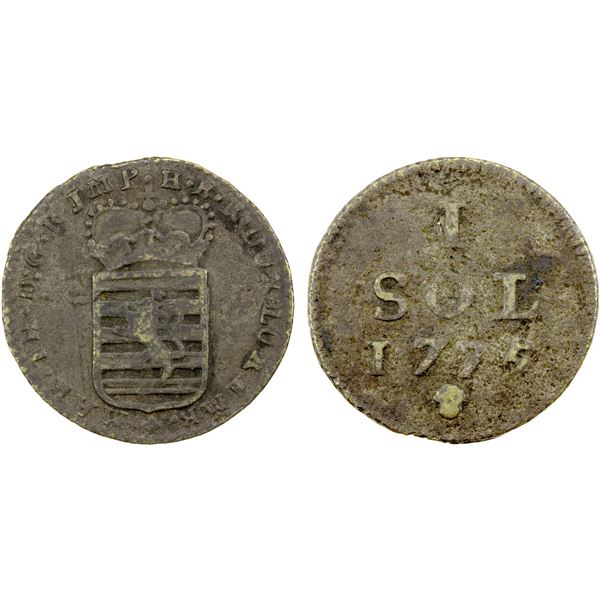 LUXEMBOURG: Maria Theresa, 1740-1780, BI sol, 1775, F-VF